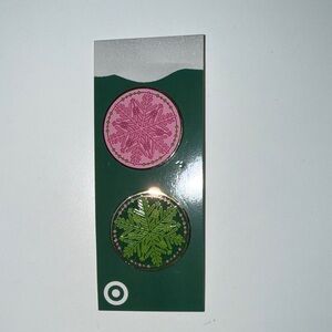 Pink and Green Snowflake Stickers